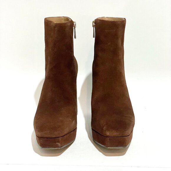 Jessica Simpson Kaiyah Ankle Boots Womens 6.5 M Brown Suede Side Zip Block Heel - Picture 3 of 16